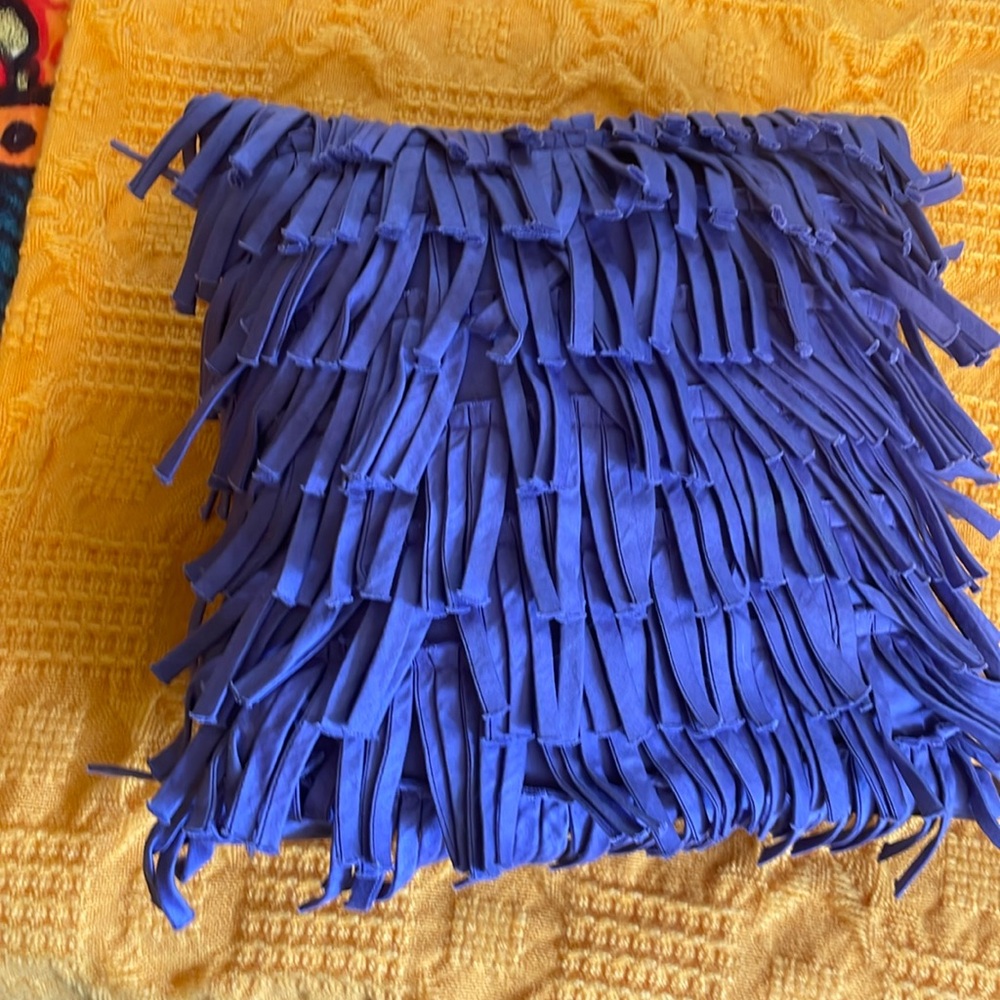 Faux leather purple pillow